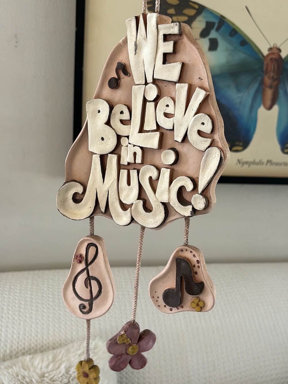 Vintage music decor,We Believe in Music Wall Hanging - ceramic Decorative Accent